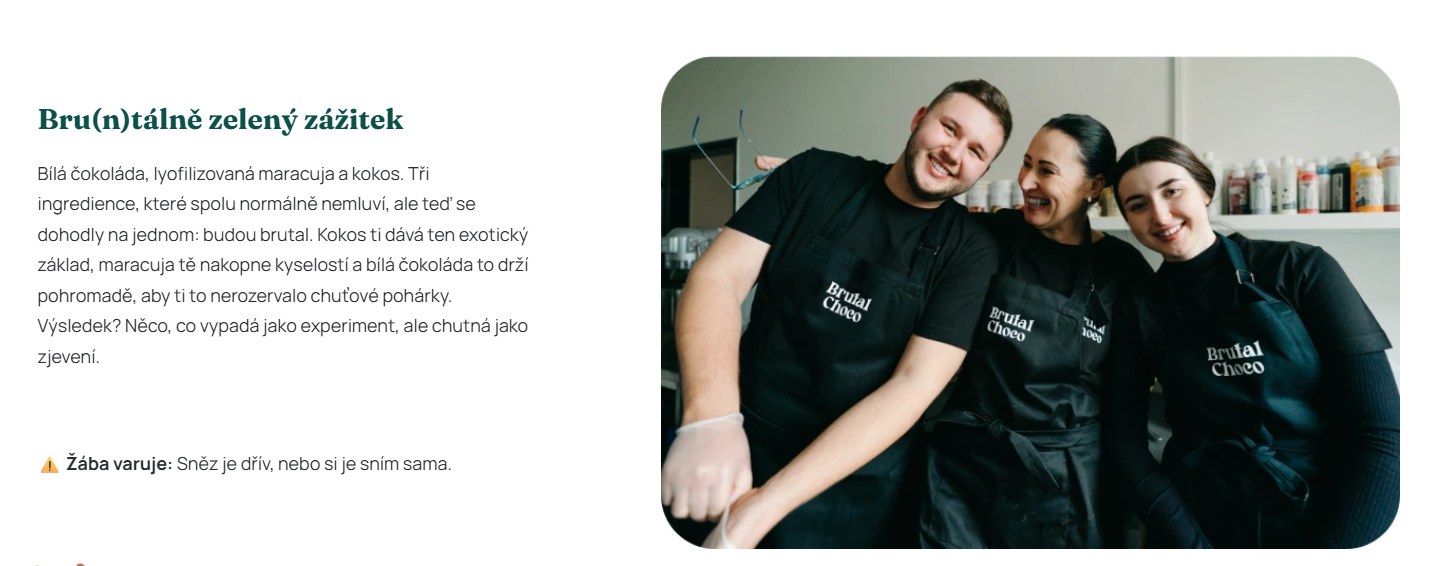 Copywriting na stránkách Brutal Choco — drzý a vtipný