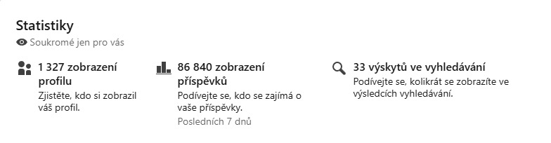 Celkové LinkedIn statistiky ke konci března
